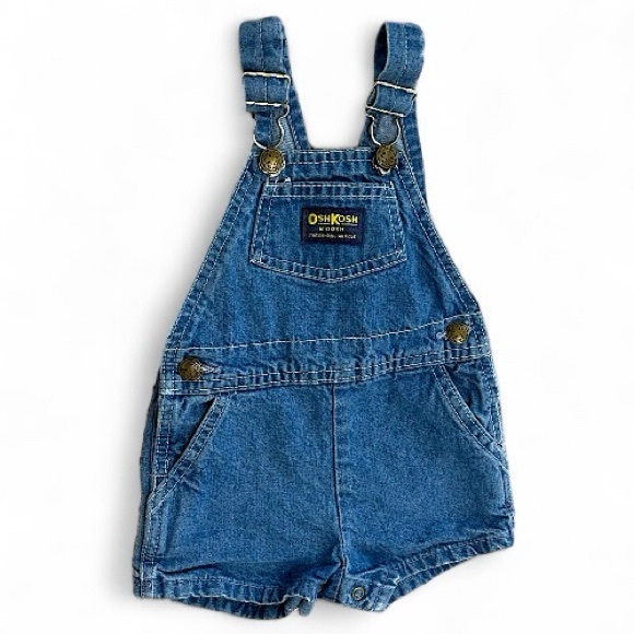 90s Vintage Oshkosh B’Gosh Vestbak Denim Shortall Overalls Made USA - Picture 2 of 13